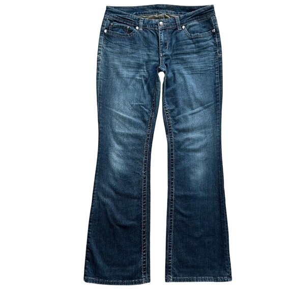 Seven7 Jeans Womens 12 Blue Bootcut Stretch Embroidered Pockets Cowgirl Western - Picture 1 of 11